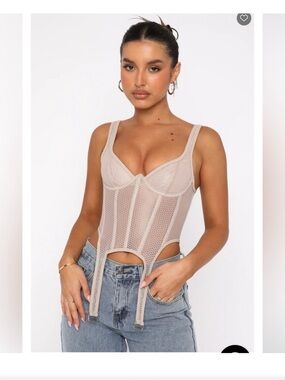 White Fox Enlighten Me Bustier Taupe Sz XL